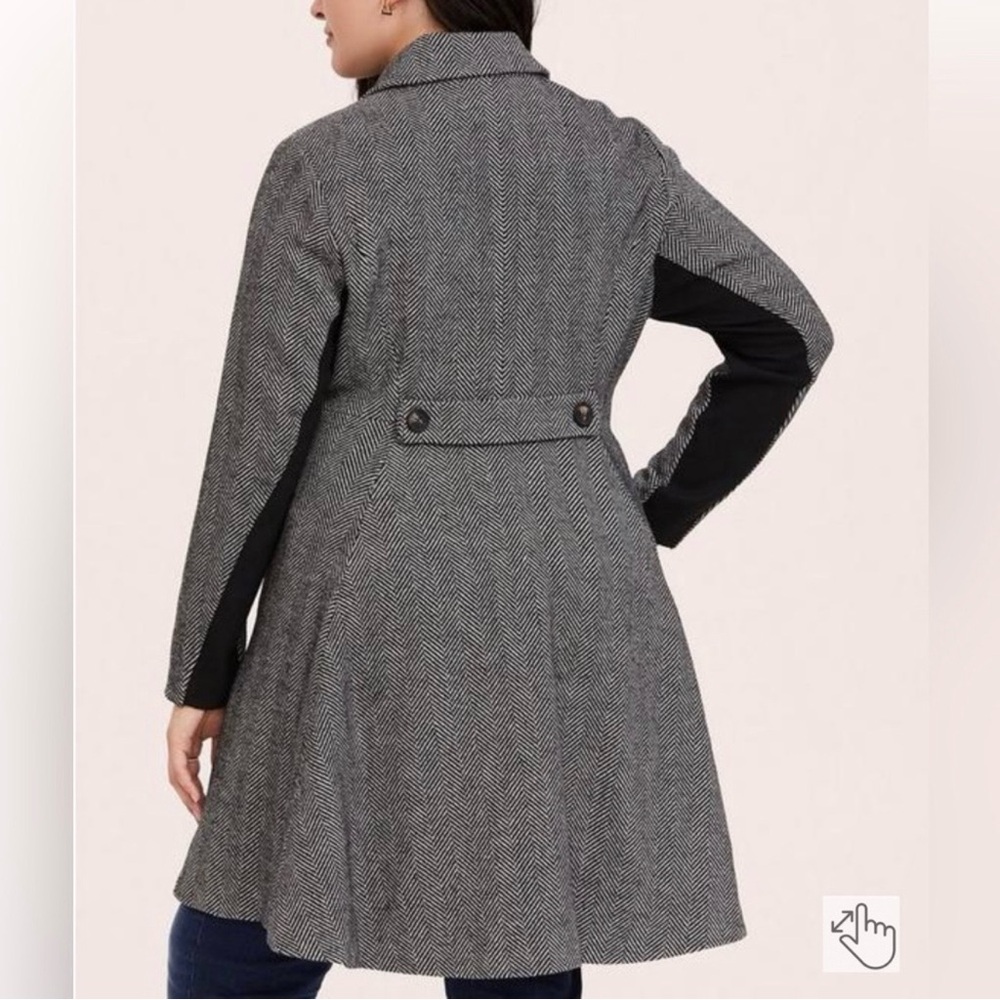 TORRID Fit & Flare Herringbone Coat Jacket Peacoat Plus Size 2X - Picture 2 of 15